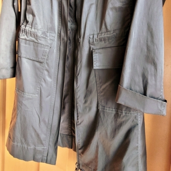 Eileen Fisher Satin Sheen Funnel-Neck Trench Coat - Picture 7 of 14